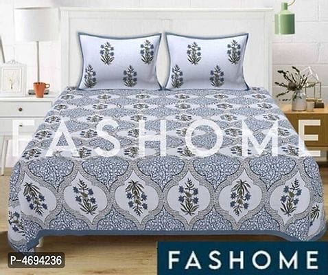 FasHome Cotton Printed King Size Bedsheets